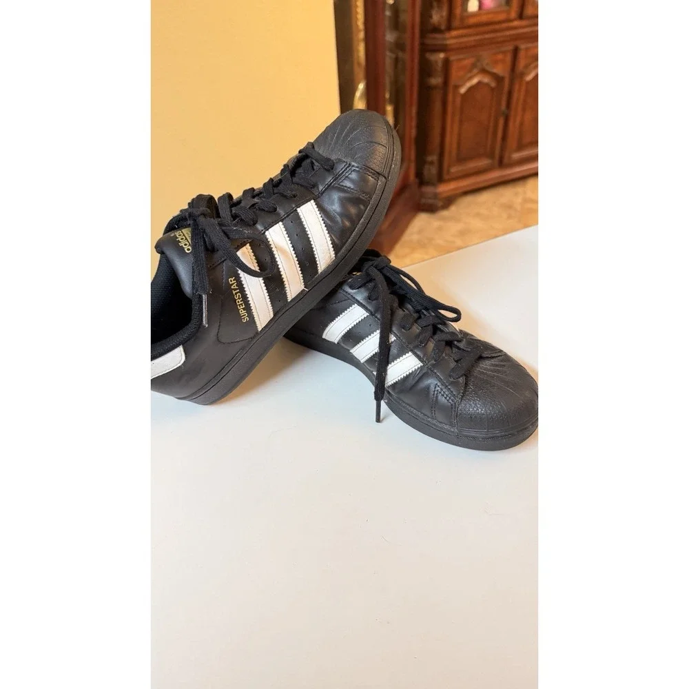 adidas Superstar Black White Shell Toe Leather Sneakers Men's US 7.5